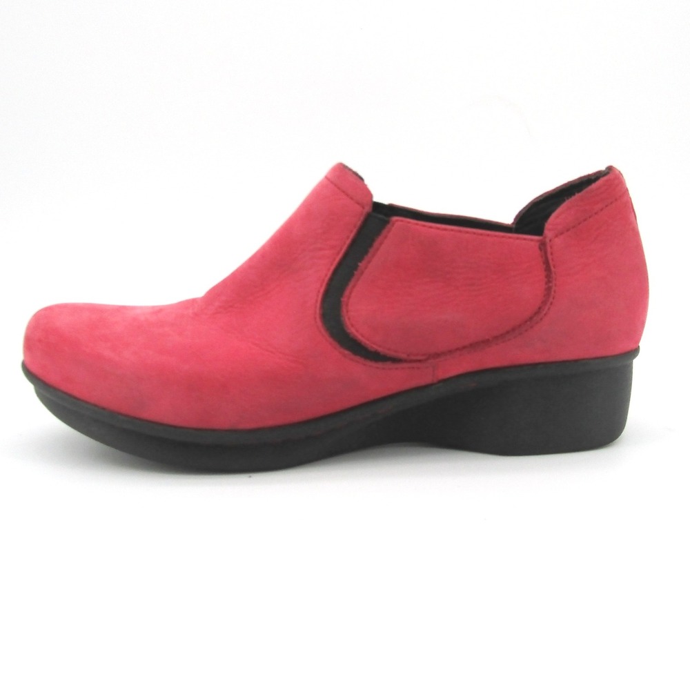 Dansko Shoes Women Size 39 8 Red Leather Slip On Wedge Lynn Casual Comfort